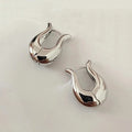 Vintage Sleek Silver Curved Hoop Earrings