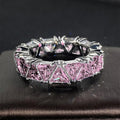 Vintage Silver & Sparkling Pink Triangular Band Ring