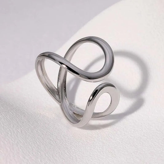 Artistic Silver Infinite Twist Adjustable Ring-Lydieannejewelry