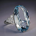 Vintage Oval Sky Blue Stone Ring