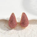 Vintage Pink Crystal Gold Teardrop Earrings