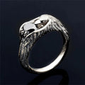 Vintage Silver Black Eagle Feather Ring