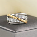 Vintage Silver & Gold Intertwined Diamond Ring