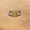 Yellow Heart & White Gemstone Vintage Adjustable Ring