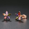 Timeless Rose Gold Flower-Shaped Vibrant Gemstone Earrings