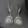 Silver Vintage Turquoise & Bead Dangle Earrings