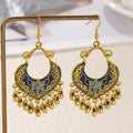 Vintage Blue & Gold Tassel Dangle Earrings