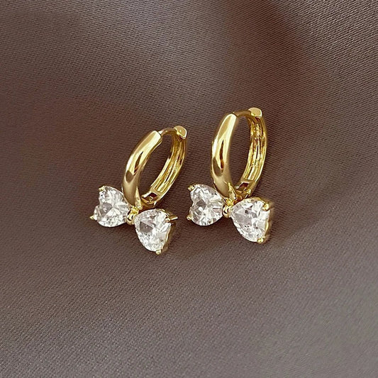 Vintage Gold Floral Bow Hoop Earrings-Lydieannejewelry