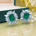 Vintage Silver Green Gem Earrings