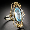 Two-Tone Gold & Silver Blue Gemstone Ring