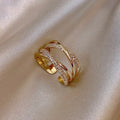 Vintage Gold Crisscross Crystal Adjustable Ring