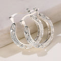 Vintage Silver Carved Pattern Earrings