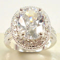 Vintage Silver Oval Gemstone Halo Ring