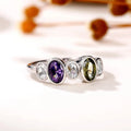 Vintage Silver Purple & Green Ring