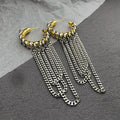Gold & Silver Chain Drop Hoop Earrings