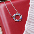 Vintage Silver Blue & White Crystal Necklace