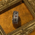 Vintage Silver Palace Style Inlaid Red & Blue Crystal Ring