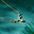 Vintage Gold Antler & Crystal Necklace