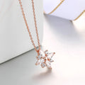 Vintage Rose Gold Floral Crystal Pendant Necklace