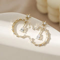 Vintage Gold Crystal Crescent & Star Earrings