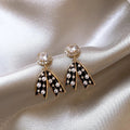 Vintage Black Bow Pearl Pendant Earrings