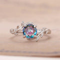 Silver Leaf-Inspired Colorful Gemstone Ring