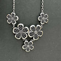 Vintage Black & Silver Flower Pendant Necklace