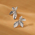 Vintage Silver Floral-Inspired Leaf Earrings