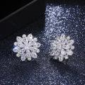 Vintage Crystal Flower Silver Earrings
