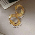 Classic Gold Crystal Drop & Sculpted Wave Earrings