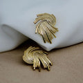 Vintage Gold Spiral Feather Stud Earrings