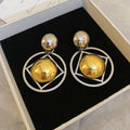 Timeless Gold & Silver Sculpted Geometric Accent Earrings