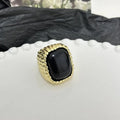 Vintage Gold Black Stone Adjustable Ring
