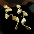 Gold Curved Abstract Wavy Earrings