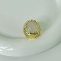 Gold & Soft Beige Stone Textured Band Adjustable Ring