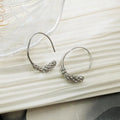 Vintage Silver Leaf Round Hoop Earrings