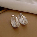 Silver Crystal Studded Hoop Earrings