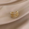 Vintage Gold Mesh Design Crystal Adjustable Ring