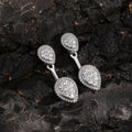 Silver Double Teardrop Crystal Earrings