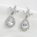 Vintage Silver Leaf & Teardrop Earrings