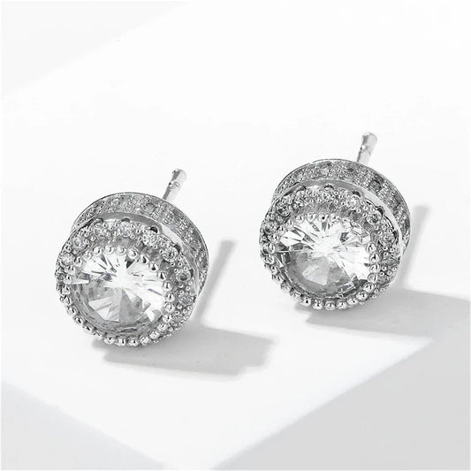 Vintage Silver Crystal Stud Earrings-Lydieannejewelry