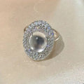 Timeless Silver Moonstone Crystal Adjustable Ring