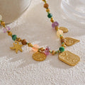 Vintage Gold Multi-Charm Beaded Necklace