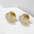 Vintage Round Crystal Gold Huggie Earrings