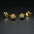 Gold Sparkling Textured Ball Design Stud Earrings