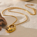 Gold Abstract Oval Charm Necklace