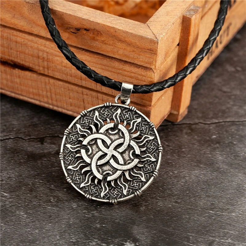 Vintage Silver Sun Knot Pendant Necklace-Lydieannejewelry