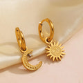 Vintage Sun & Moon Gold Hoop Earrings
