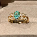 Classic Gold & Aquamarine Heart Diamond Adjustable Ring