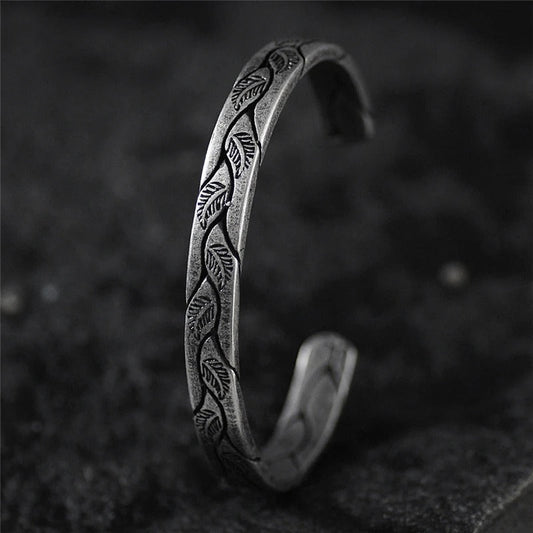 Vintage Silver Leaf Cuff Bracelet-Lydieannejewelry